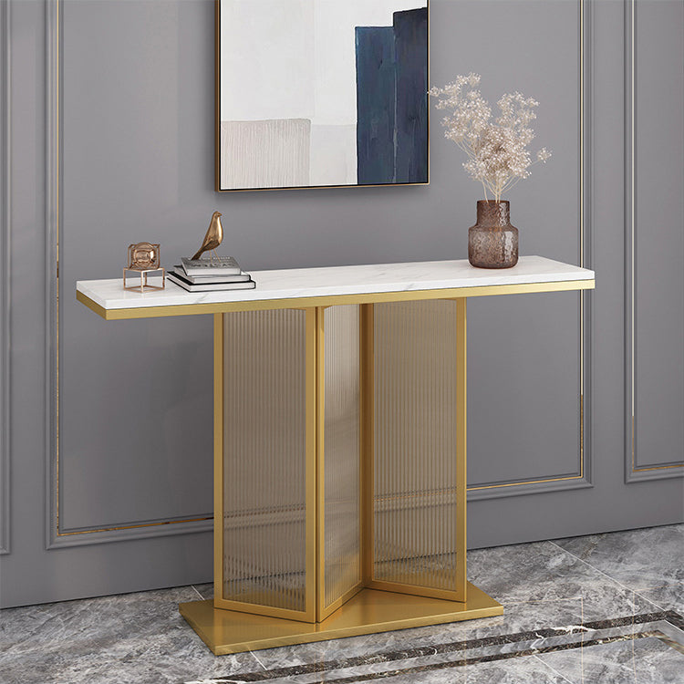 Stone Rectangle Console Table 1-Shelf 31.5" Tall Accent Table for Hall