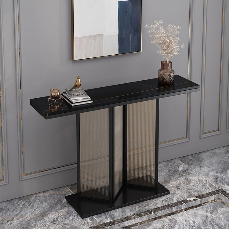 Stone Rectangle Console Table 1-Shelf 31.5" Tall Accent Table for Hall