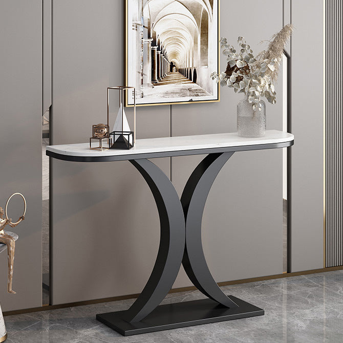 31.5-inch Tall Marble Console Table Scratch Resistant End Table for Hall