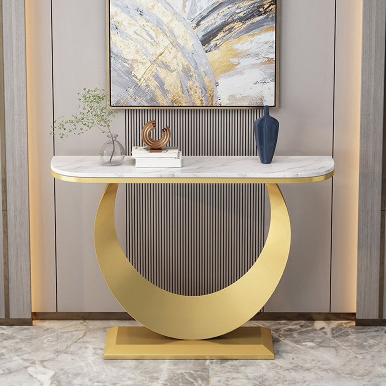 11.81" W Contemporary Console Accent Table Antique Finish Half Moon Console Sofa Table