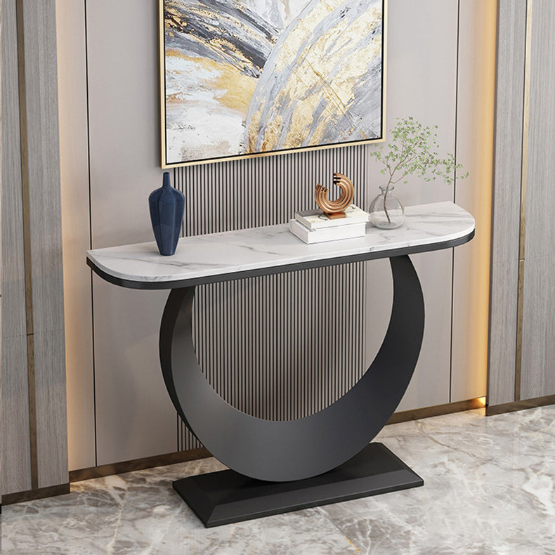 11.81" W Contemporary Console Accent Table Antique Finish Half Moon Console Sofa Table