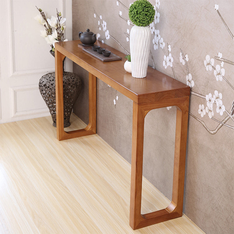 Mid-Century Modern Rectangle Console Accent Table Antique Finish Console Sofa Table