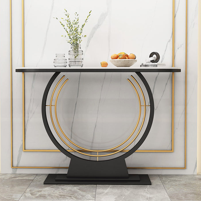 Contemporary Half Moon Console Accent Table Antique Finish Console Sofa Table