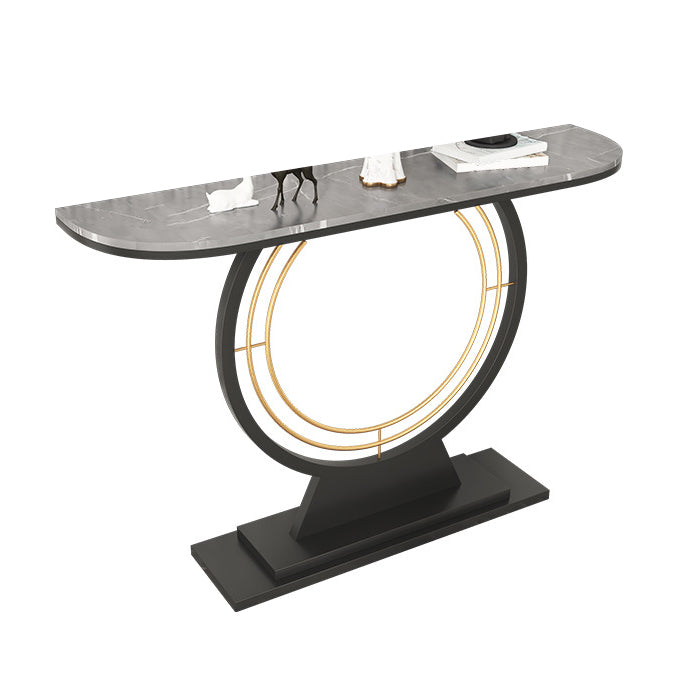 Contemporary Half Moon Console Accent Table Antique Finish Console Sofa Table