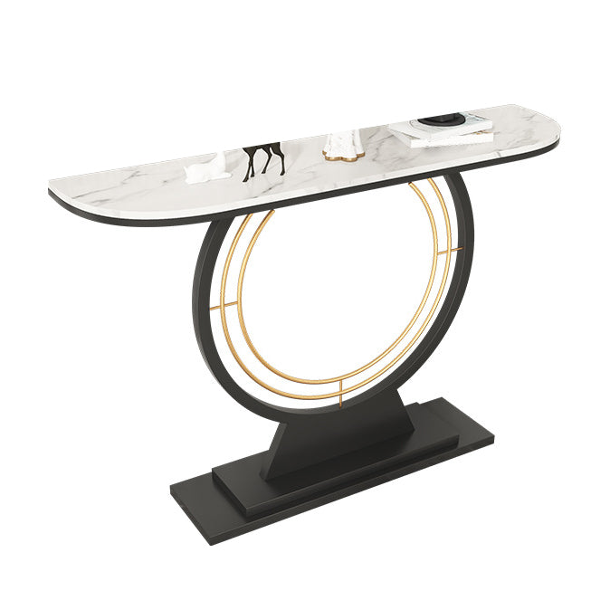 Contemporary Half Moon Console Accent Table Antique Finish Console Sofa Table