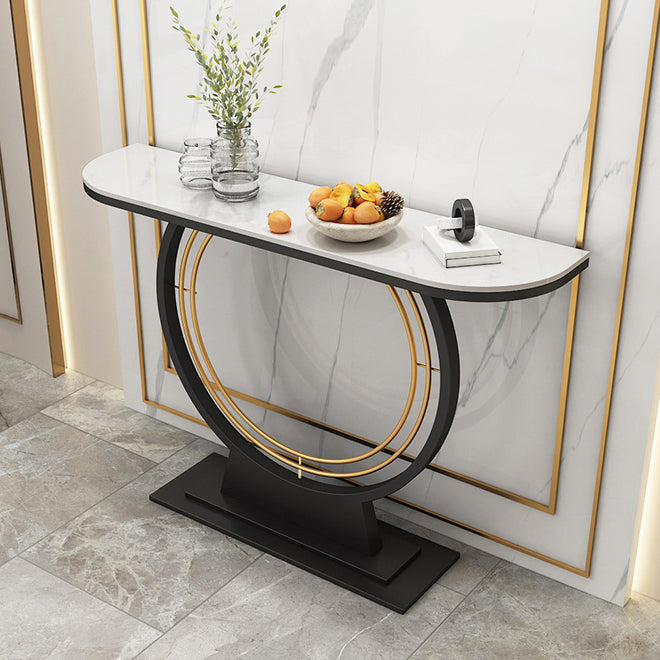 Contemporary Half Moon Console Accent Table Antique Finish Console Sofa Table