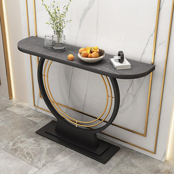 Contemporary Half Moon Console Accent Table Antique Finish Console Sofa Table