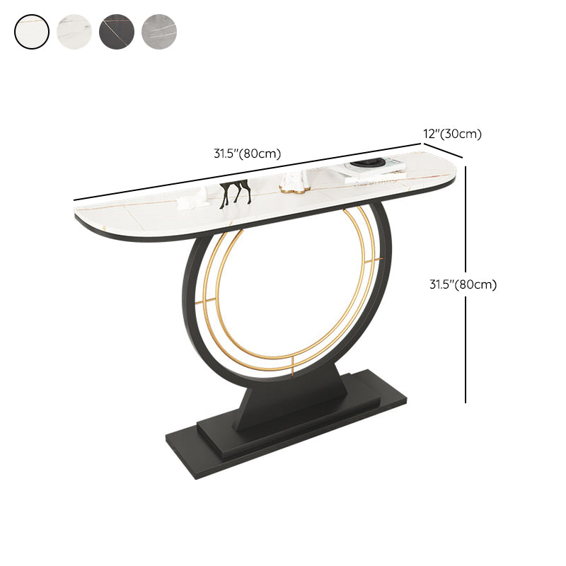 Contemporary Half Moon Console Accent Table Antique Finish Console Sofa Table