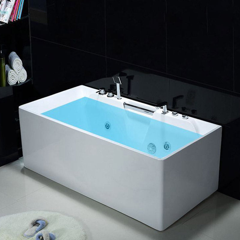 Modern Rectangular Bath Tub Bathroom Soaking with Center Drain Tub