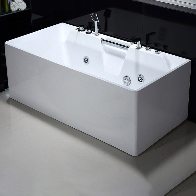 Modern Rectangular Bath Tub Bathroom Soaking with Center Drain Tub