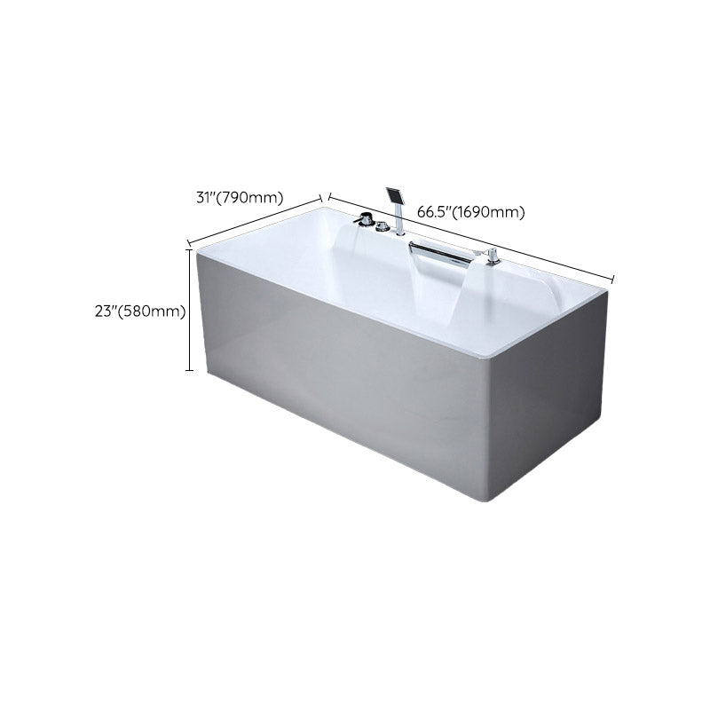Modern Rectangular Bath Tub Bathroom Soaking with Center Drain Tub