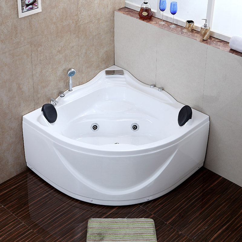 White Corner Acrylic Bath Tub Bathroom Modern Back to Wall Tub
