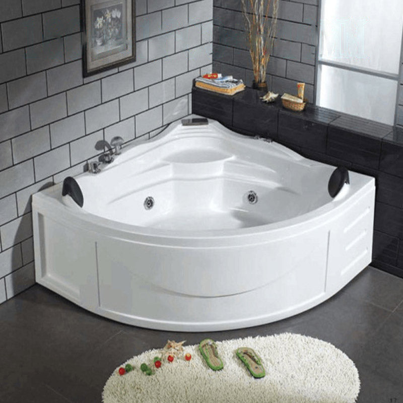 White Corner Acrylic Bath Tub Bathroom Modern Back to Wall Tub