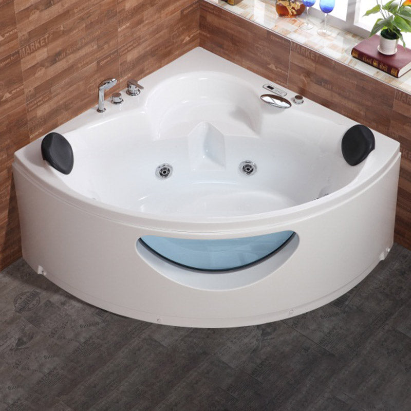 White Corner Acrylic Bath Tub Bathroom Modern Back to Wall Tub