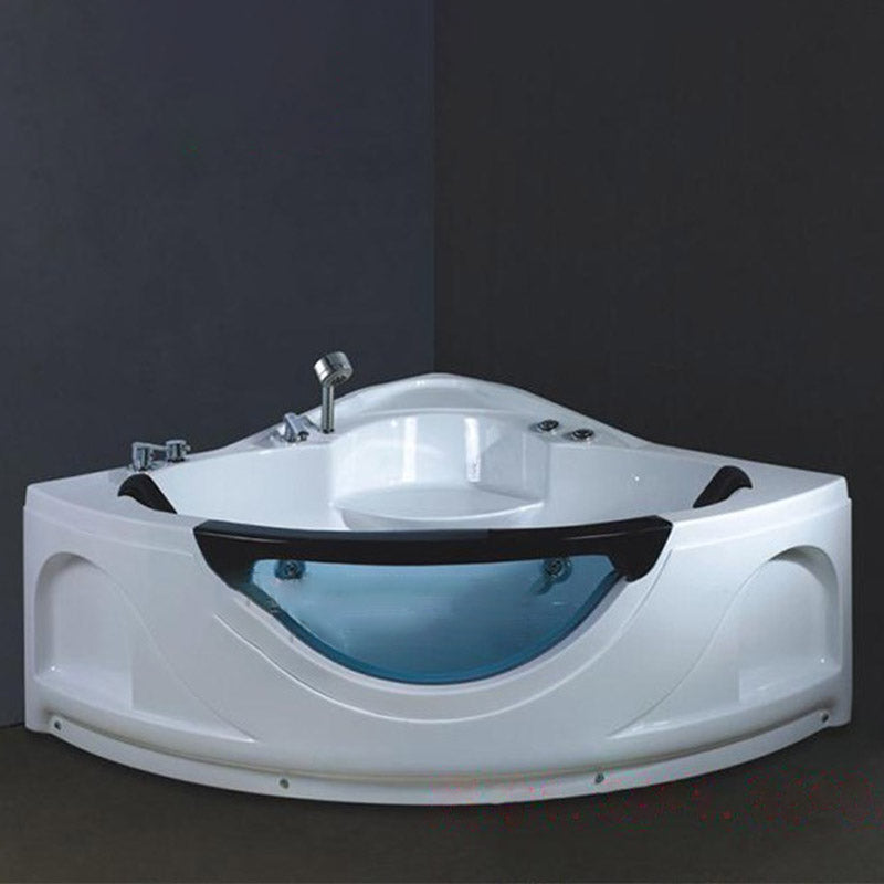 White Corner Acrylic Bath Tub Bathroom Modern Back to Wall Tub