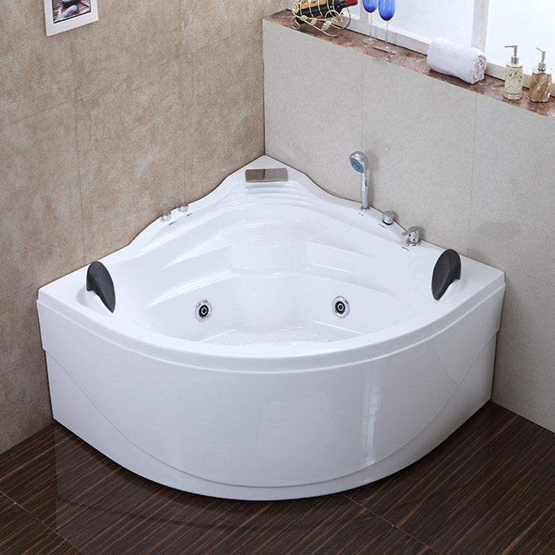 White Corner Acrylic Bath Tub Bathroom Modern Back to Wall Tub