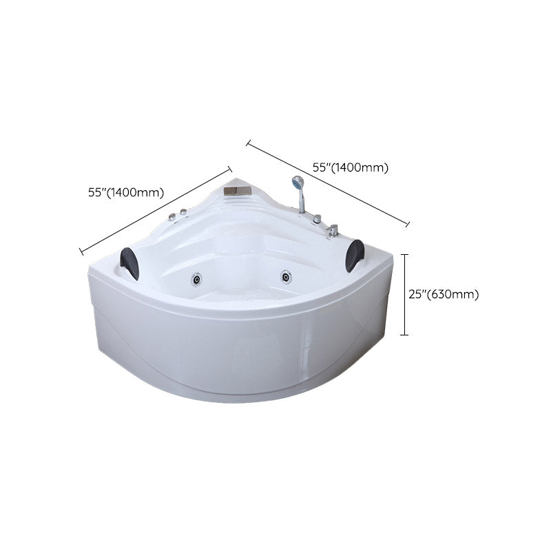White Corner Acrylic Bath Tub Bathroom Modern Back to Wall Tub