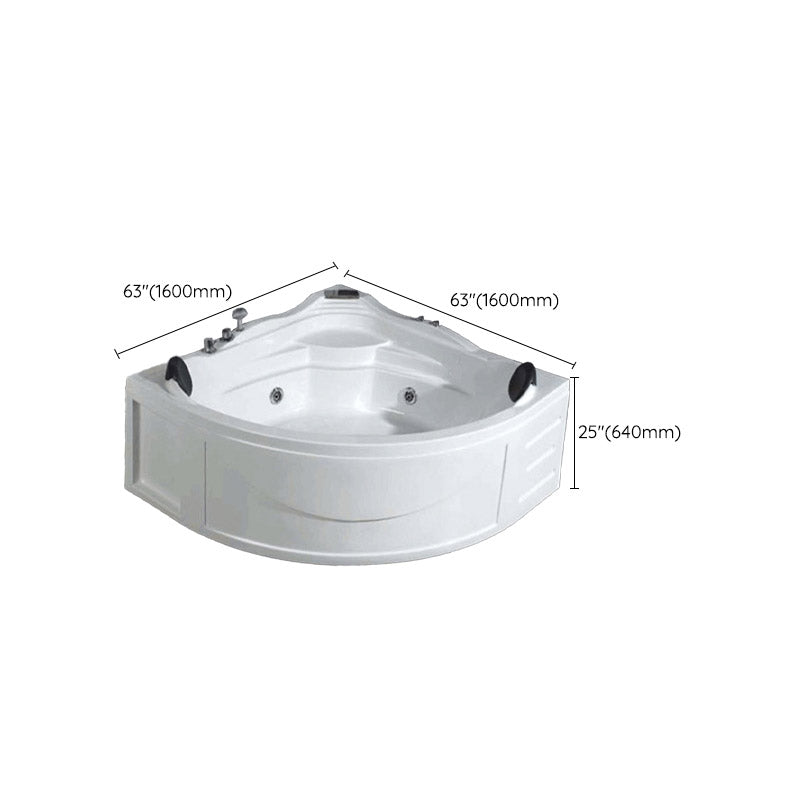 White Corner Acrylic Bath Tub Bathroom Modern Back to Wall Tub