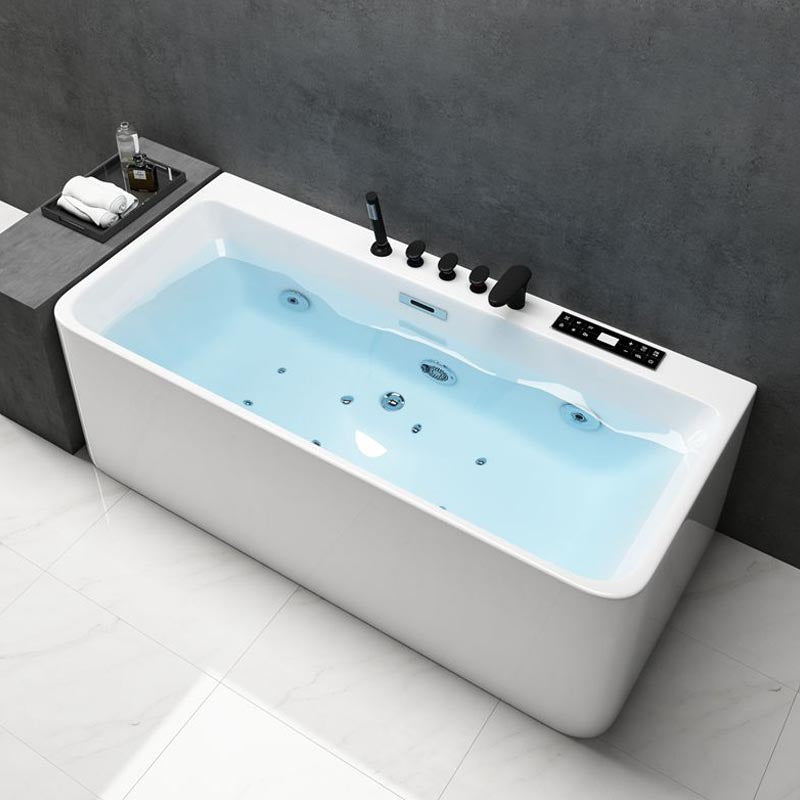 Modern Rectangular Bath Tub with Drain and Overflow Trim Bathtub