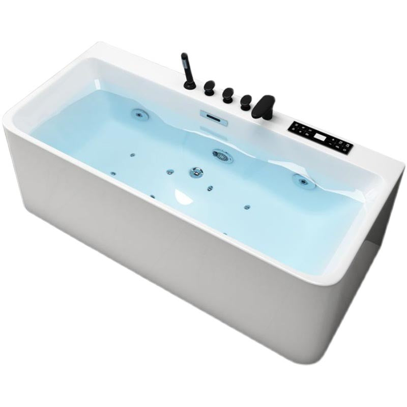 Modern Rectangular Bath Tub with Drain and Overflow Trim Bathtub