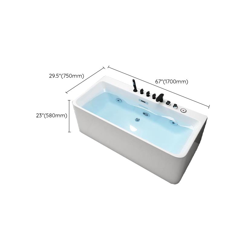 Modern Rectangular Bath Tub with Drain and Overflow Trim Bathtub