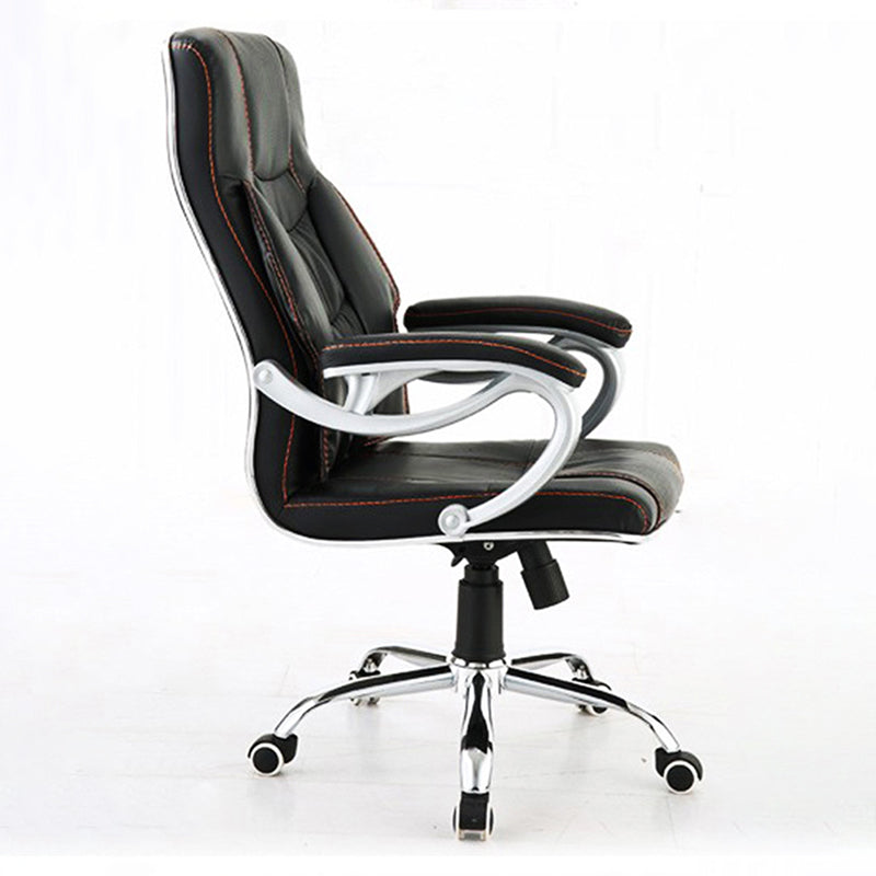 27 Inch Wide Contemporary Desk Chair Black Leather Office Chair