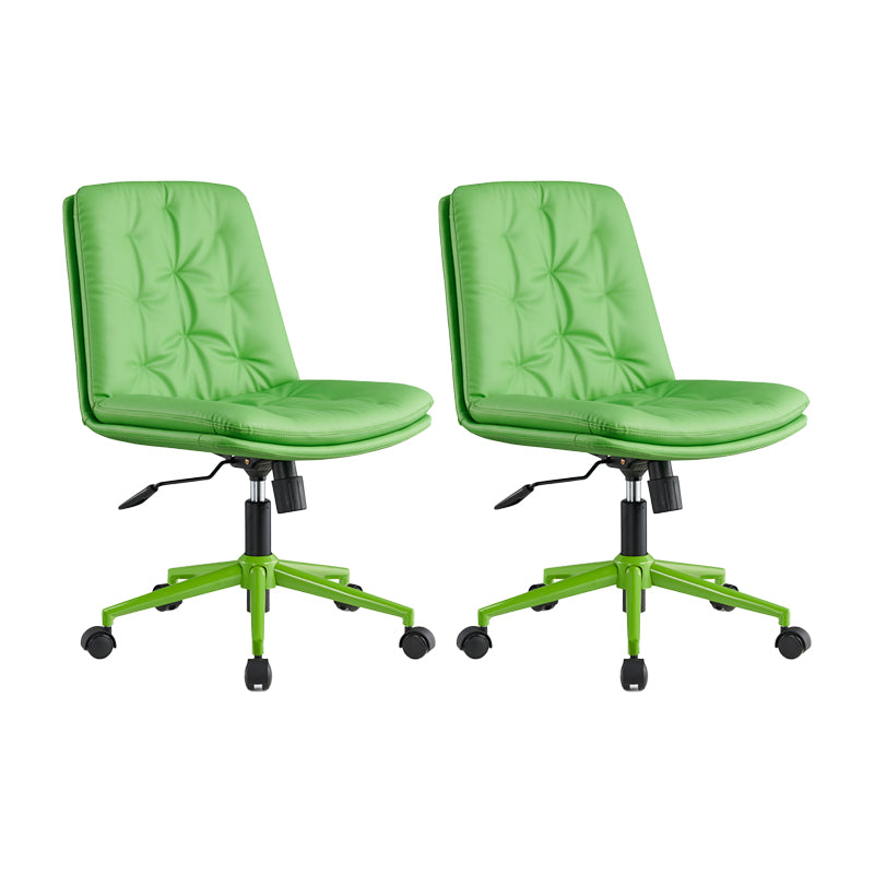 Mid Back Swivel Chair Modern Faux Leather Office Chair with Tufted