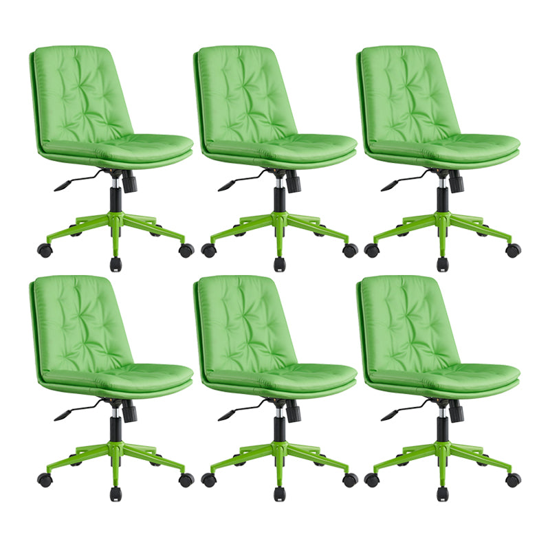 Mid Back Swivel Chair Modern Faux Leather Office Chair with Tufted