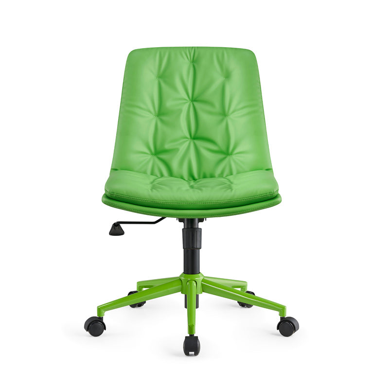 Mid Back Swivel Chair Modern Faux Leather Office Chair with Tufted