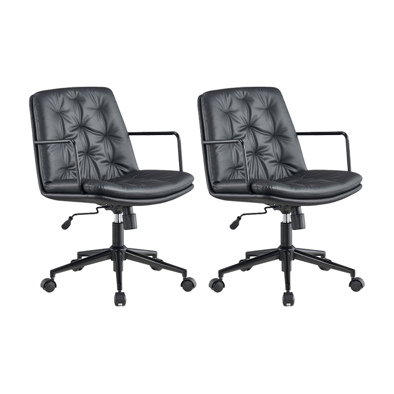 Mid Back Swivel Chair Modern Faux Leather Office Chair with Tufted