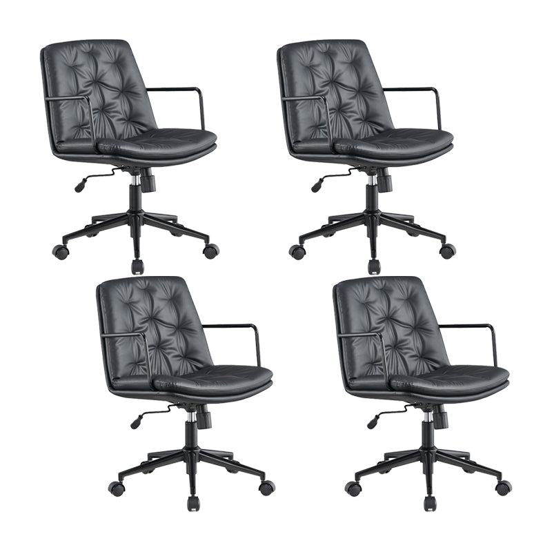Mid Back Swivel Chair Modern Faux Leather Office Chair with Tufted