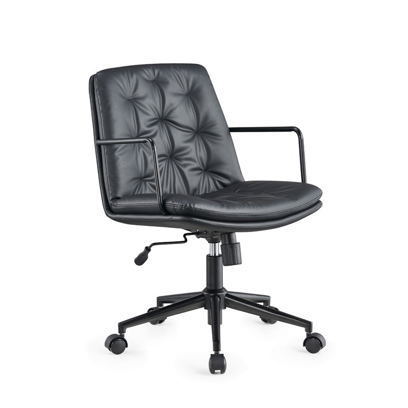 Mid Back Swivel Chair Modern Faux Leather Office Chair with Tufted