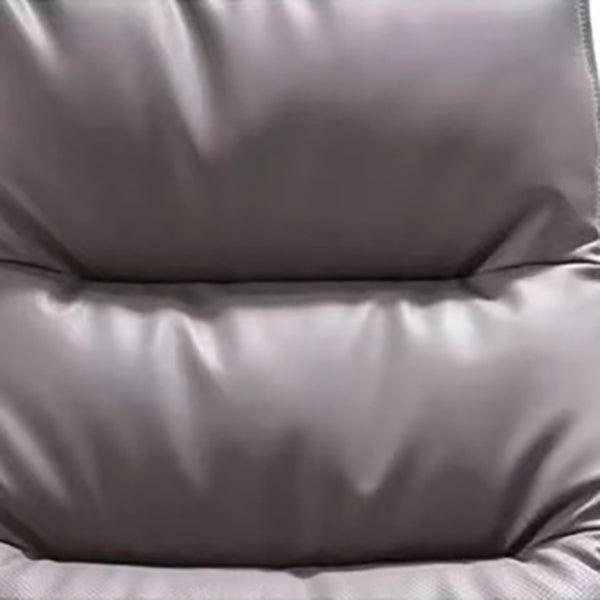 Gray Leather Managers Chair Contemporary Padded Arms Swivel Office Chair