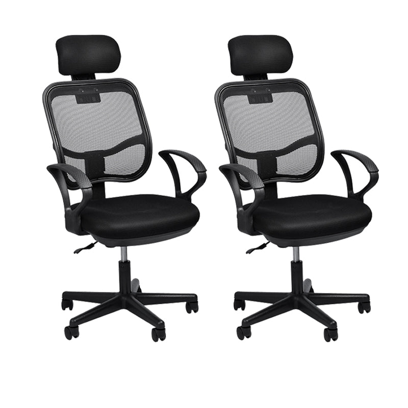 Modern Breathable AirGrid Swivel Chair Microfiber Black Task Arm Chair