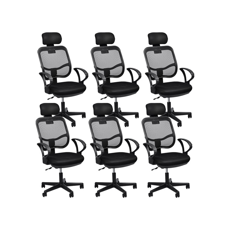 Modern Breathable AirGrid Swivel Chair Microfiber Black Task Arm Chair