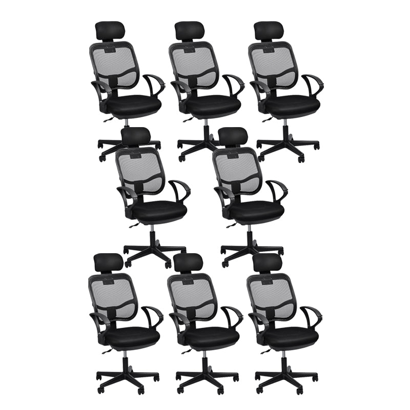 Modern Breathable AirGrid Swivel Chair Microfiber Black Task Arm Chair