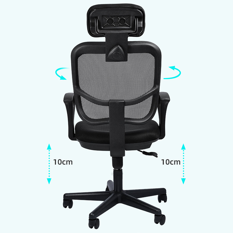 Modern Breathable AirGrid Swivel Chair Microfiber Black Task Arm Chair