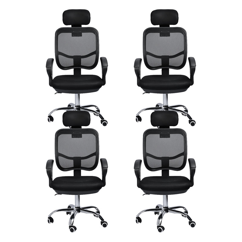 Modern Breathable AirGrid Swivel Chair Microfiber Black Task Arm Chair