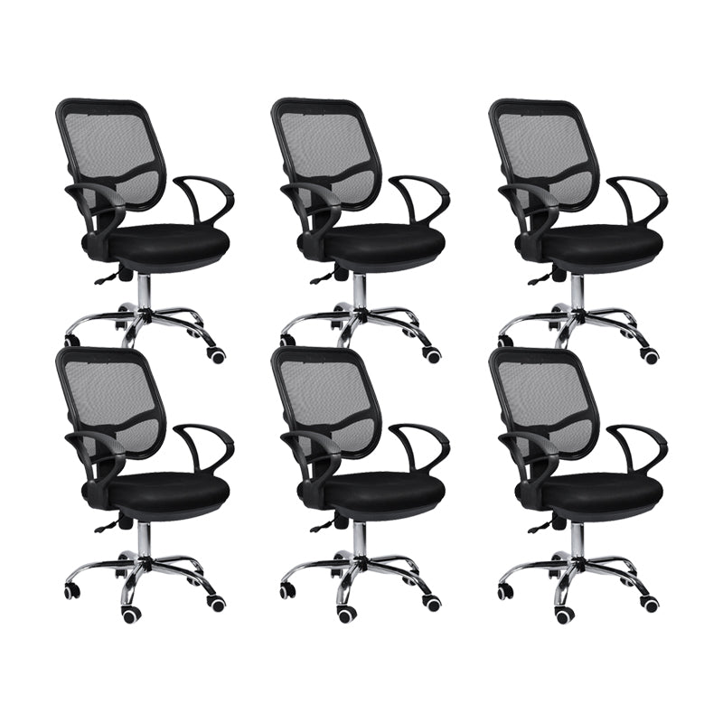 Modern Breathable AirGrid Swivel Chair Microfiber Black Task Arm Chair