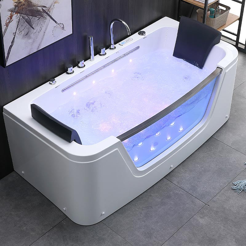 Bathroom Modern Acrylic Bath Tub Back to Wall Center Drain Tub