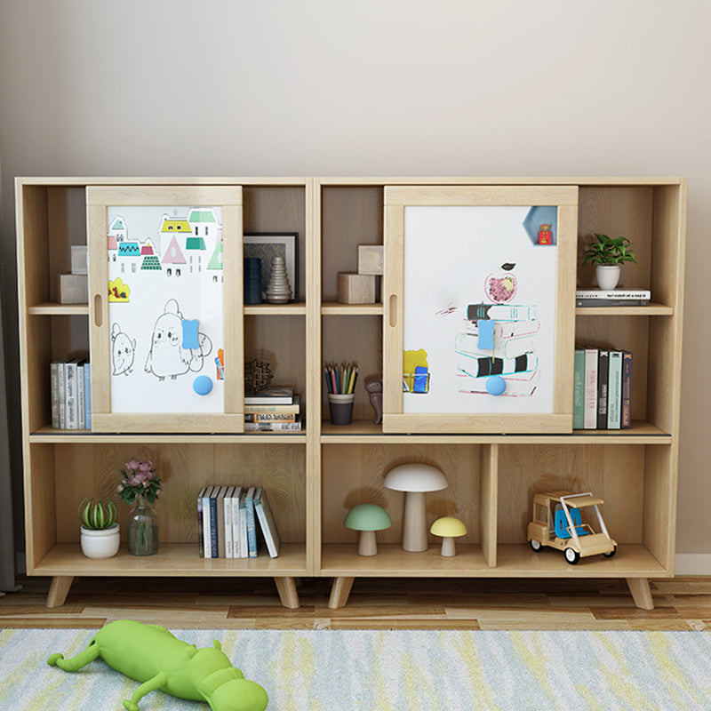 Modern Bookcase Wooden Close Back Bookshelf with Sliding Door