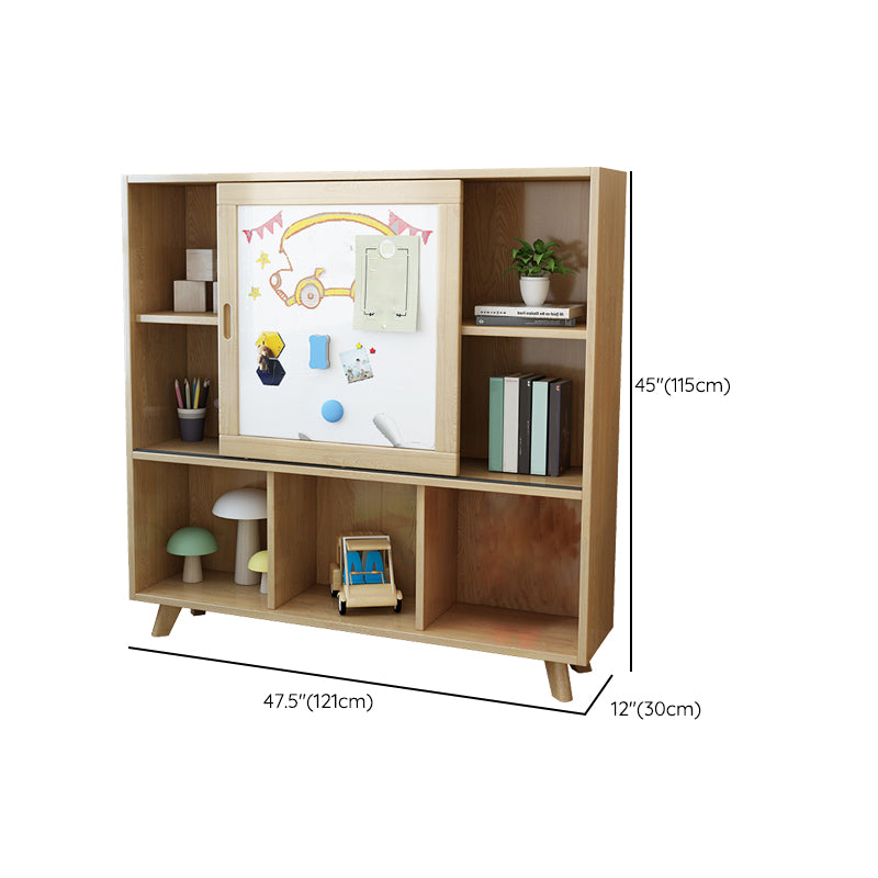 Modern Bookcase Wooden Close Back Bookshelf with Sliding Door