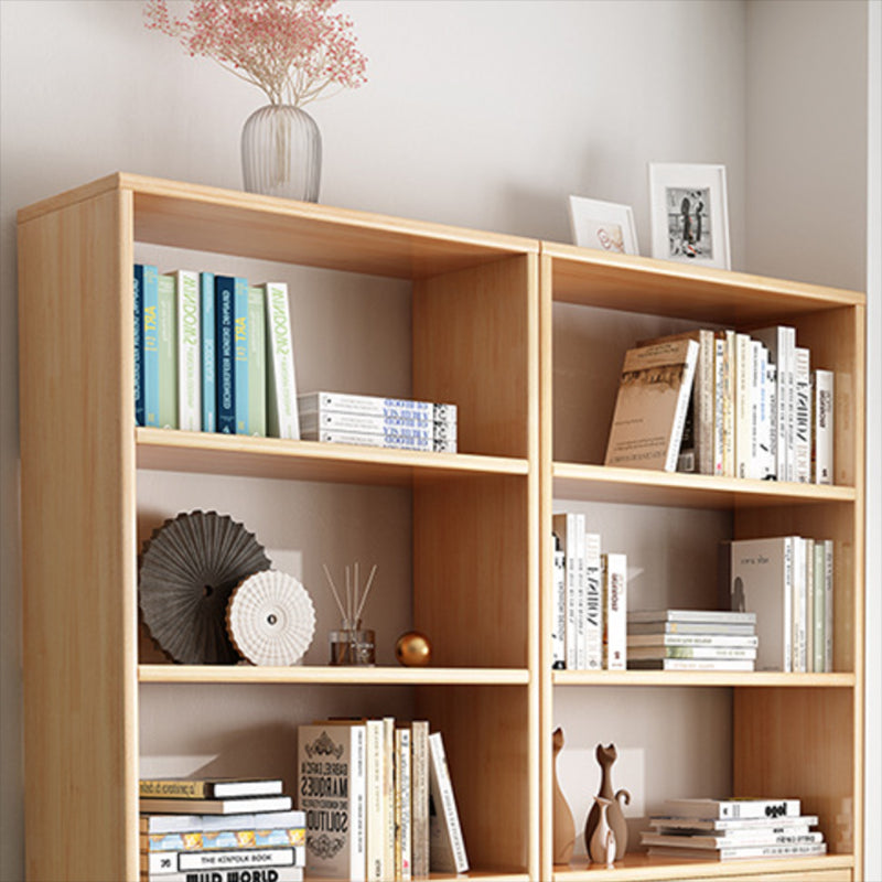 Modern Open Back Bookcase Wooden Bookshelf with 2 Drawers for Bedroom
