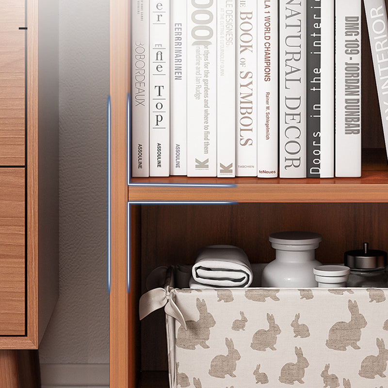 Contemporary Closed Back Shelf Bookcase Engineered Wood Bookshelf for Living Room