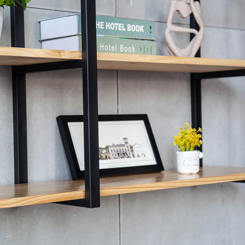 Wall Mounted Bookcase Modern Wooden Close Back Bookshelf with Shelves