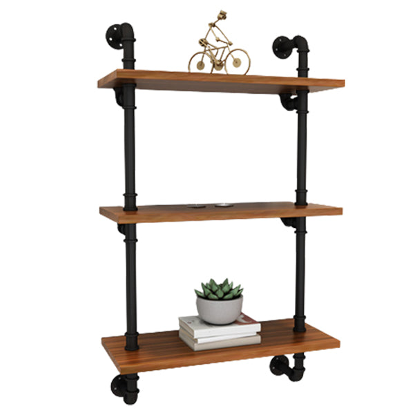 Contemporary Metal Bookshelf Natural Floating Shelf Bookcase for Study Room