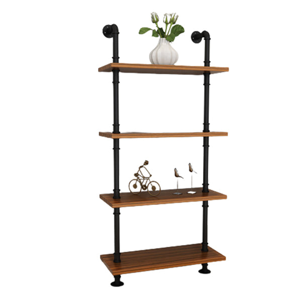 Contemporary Metal Bookshelf Natural Floating Shelf Bookcase for Study Room