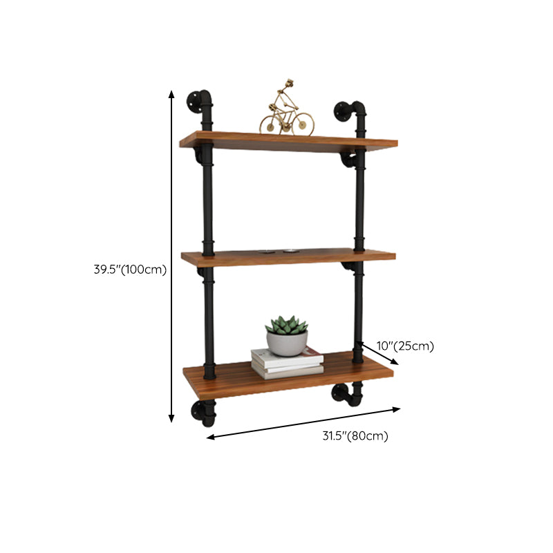 Contemporary Metal Bookshelf Natural Floating Shelf Bookcase for Study