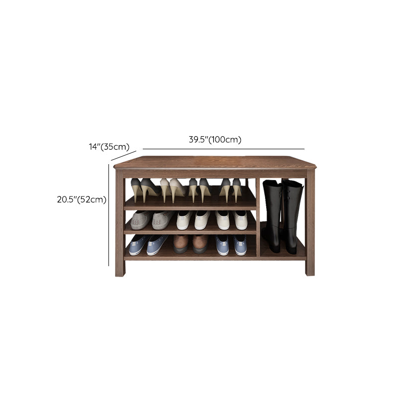 Contemporary Rubber Wood Bench Rectangle Seating Bench in Brown with Storage