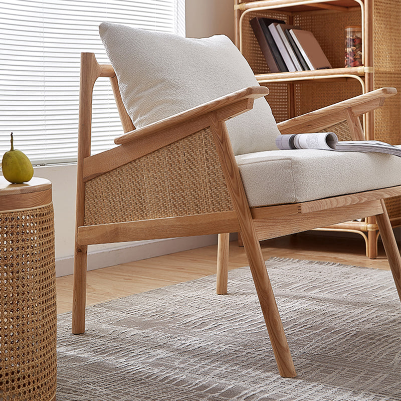 Solid Wood Frame Lounge Chair Arms Included Chair with Pillow